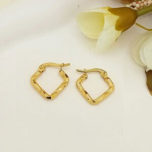 gold twisted square hoop earrings
