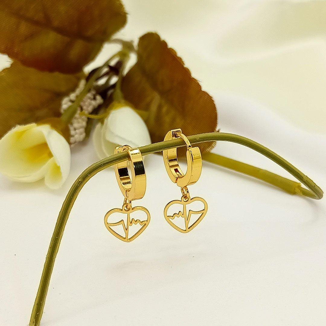 gold heartbeat dangle hoop earrings gold heartbeat dangle hoop earrings