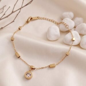 crystal drop minimal chain bracelet