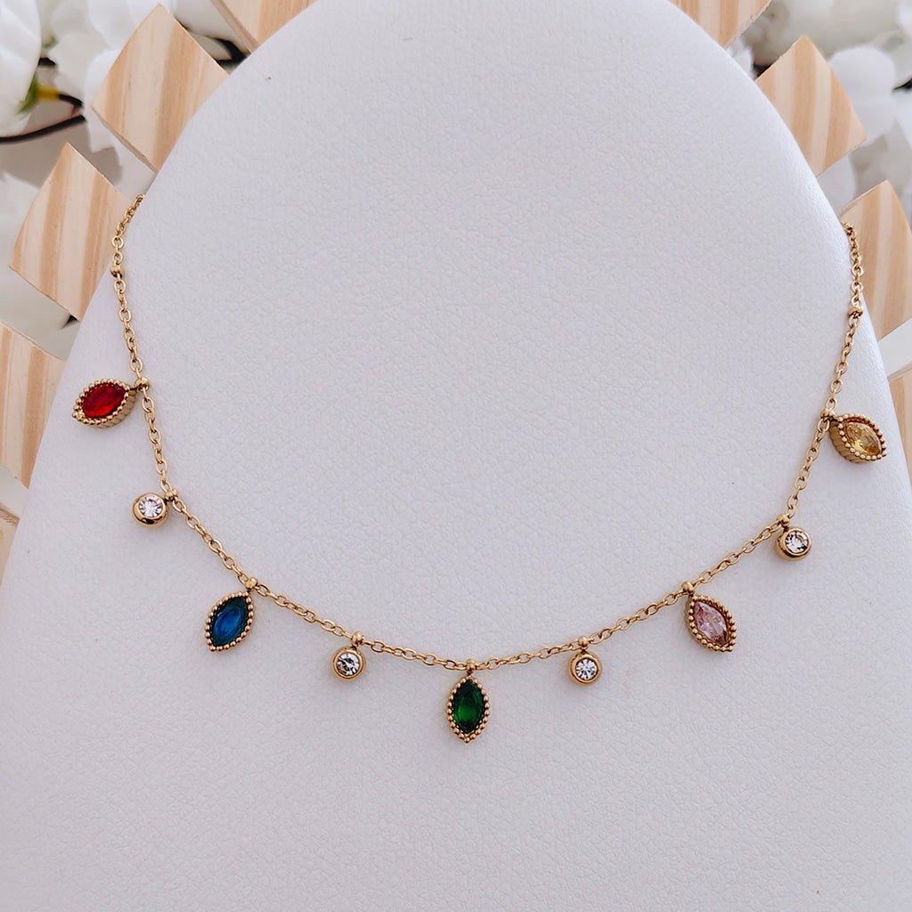 multi color marquise charm station necklace multi color marquise charm station necklace