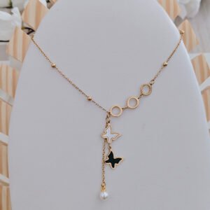 butterfly drop charm y necklace