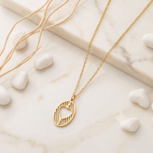minimal heart medallion pendant necklace