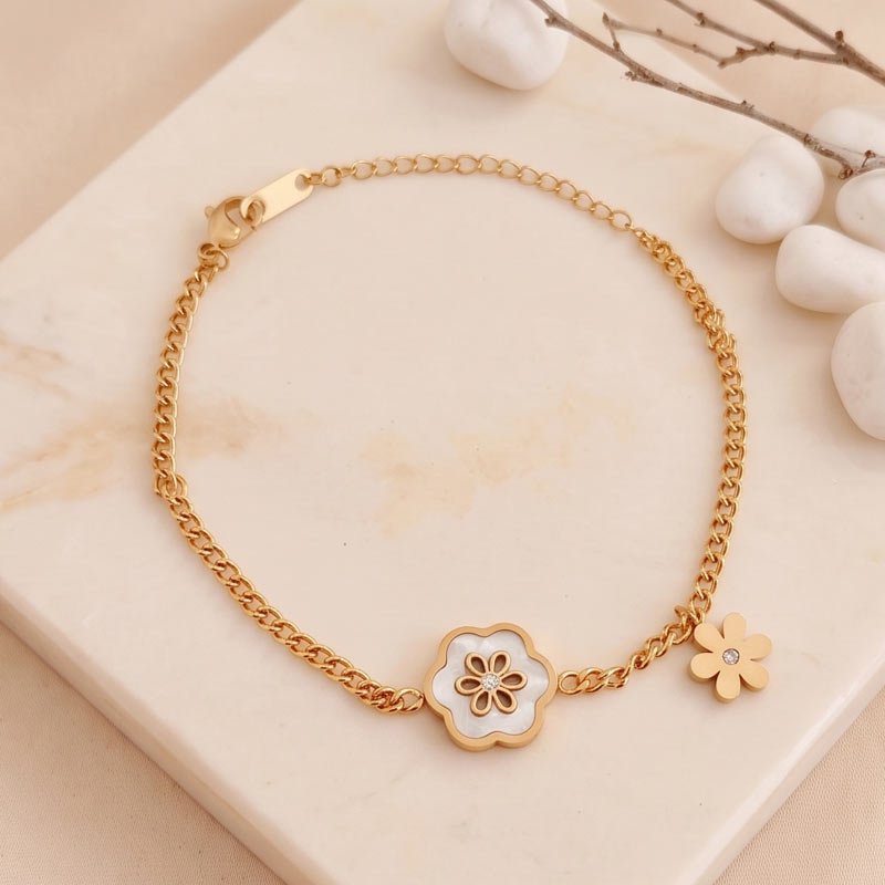 minimal floral charm bracelet minimal floral charm bracelet