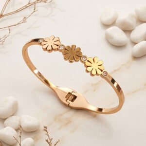 gold plated floral bangle ( free size)