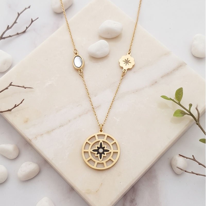 floral medallion anti tarnish gold necklace floral medallion anti tarnish gold necklace