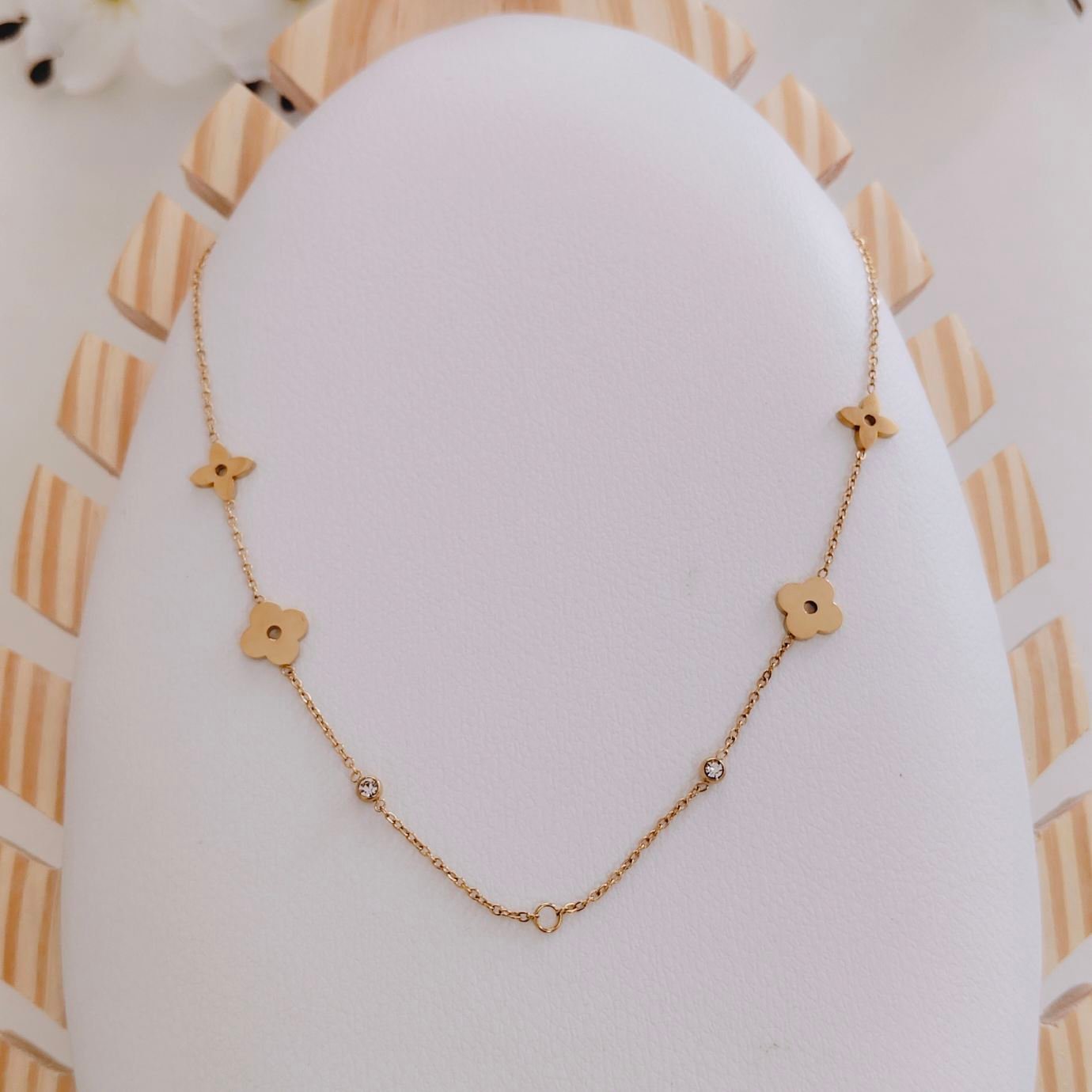 multi clover station necklace multi clover station necklace