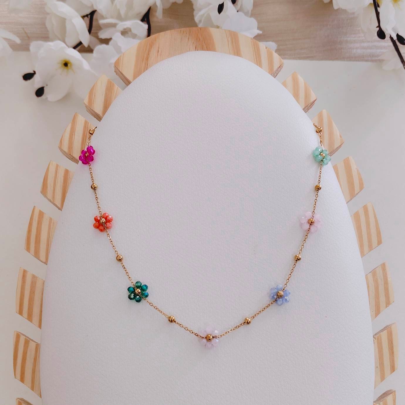 multicolor floral station necklace multicolor floral station necklace