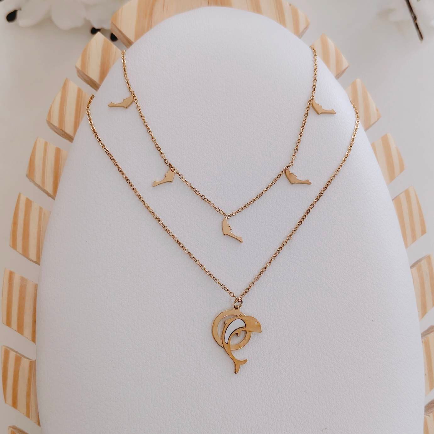 layered dolphin charm necklace layered dolphin charm necklace
