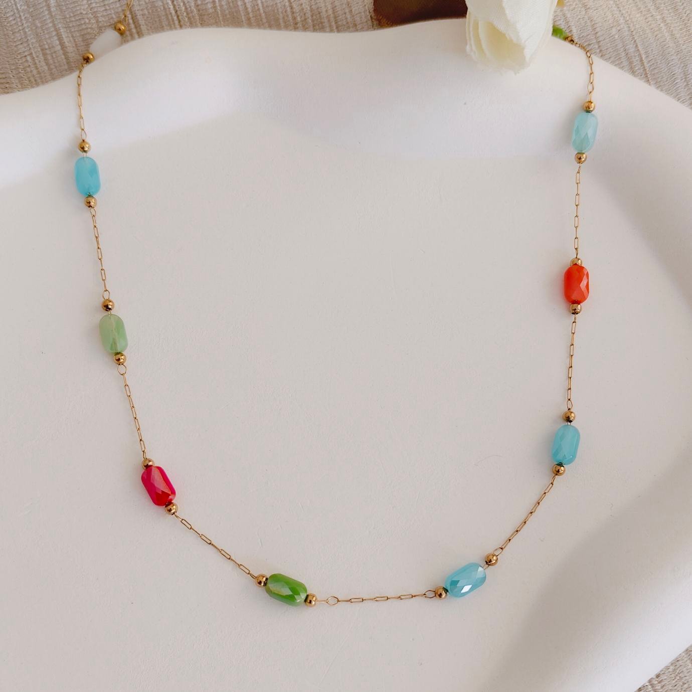 multi color stone chain necklace multi color stone chain necklace