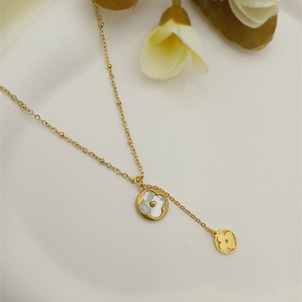 mother of pearl clover drop necklace mother of pearl clover drop necklace