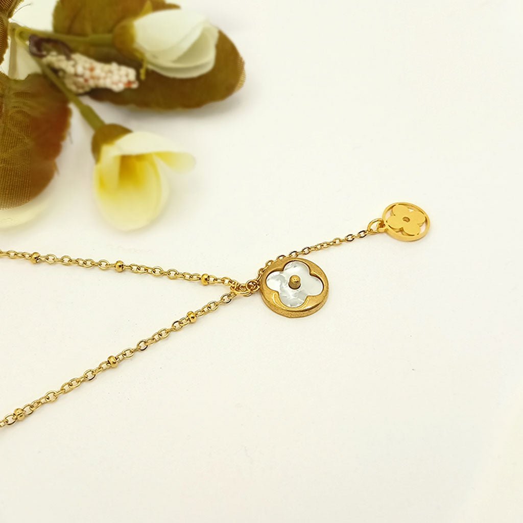 mother of pearl clover drop necklace mother of pearl clover drop necklace