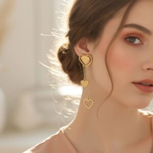 triple heart dangle earrings