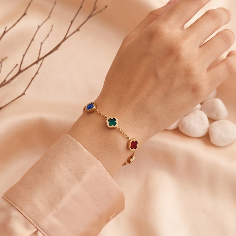 multi color clover charm bracelet multi color clover charm bracelet