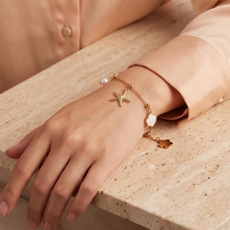 starfish pearl charm bracelet starfish pearl charm bracelet