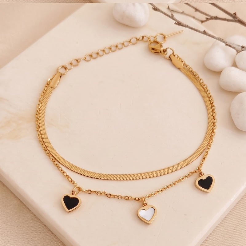 triple heart charm bracelet triple heart charm bracelet
