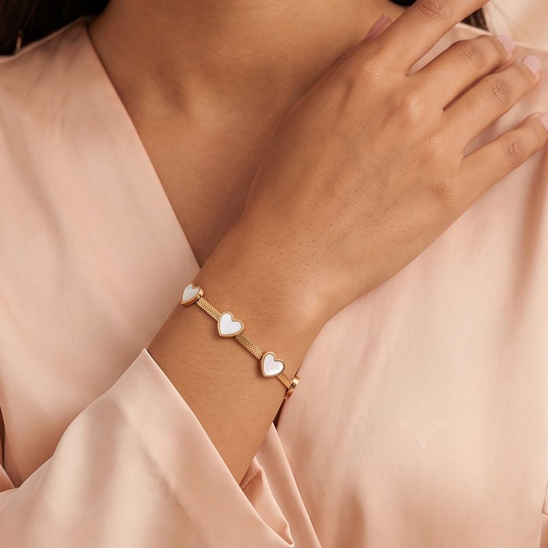 white heart charm bracelet white heart charm bracelet