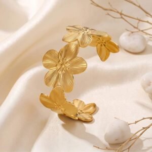 Floral Open Cuff Bangle